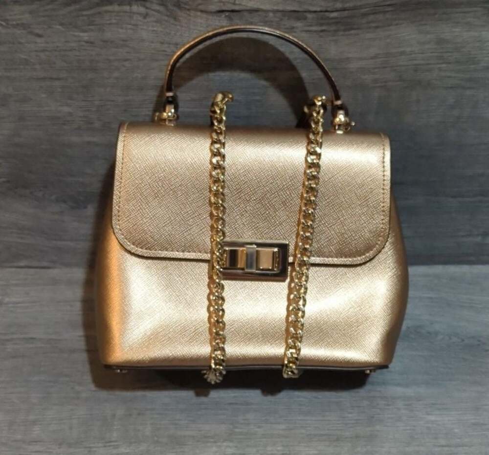 Kate Spade Metallic Gold Saffiano Leather Top Handle Crossbody Bag